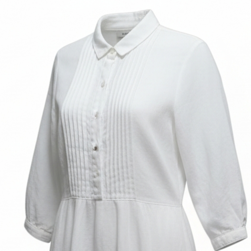 EU 44 White Rosso35 100% A-line Linen Peasant Dress Italy Summer Essentials